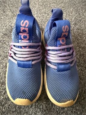 adidas Kids Blue and Light Purple Knit Sneakers